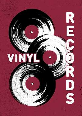 Vinyl records in vintage style.