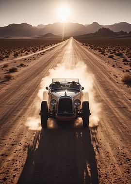 Vintage Car Desert Drive