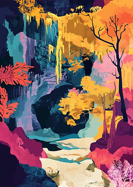 Abstract Forest Landscape Minimalist Art