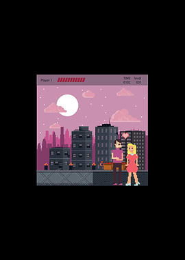 Pixel Art Cityscape Couple