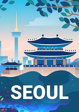 Seoul South Korea travel poster