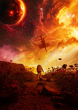 Astronaut in Alien Landscape