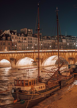 Boat Docked in Paris