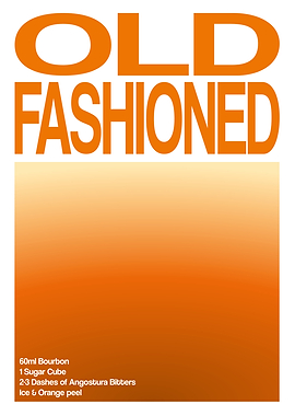 Old Fashioned Cocktail Minimalist Art & Recipe