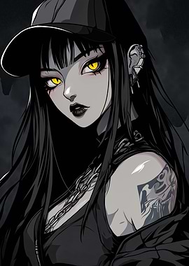 Anime Girl with Yellow Eyes