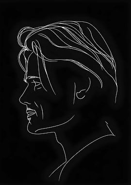 Brad Pitt White line drawing Poster Art