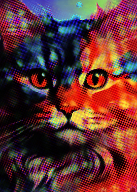 Cat Portrait in Pop Art