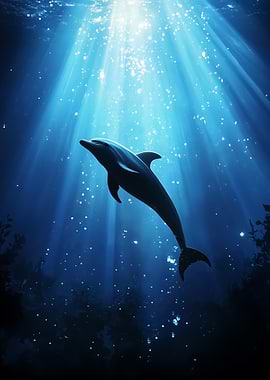 Dolphin Silhouette Underwater
