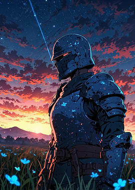 Knight Under Starry Sky