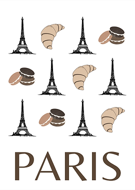 Paris Eiffel Tower Print Art Decor Brown Tones