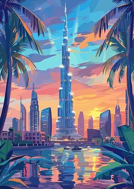 Dubai Skyline at Sunset