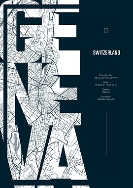 Geneva City Map Art