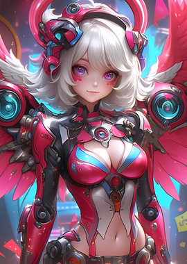 Cyberpunk Angel Girl Gaming