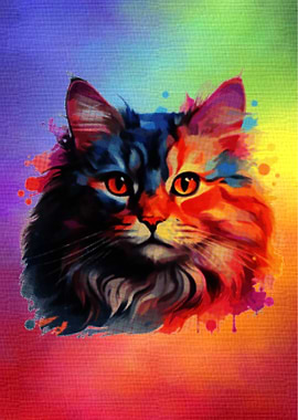 Colorful Cat Portrait