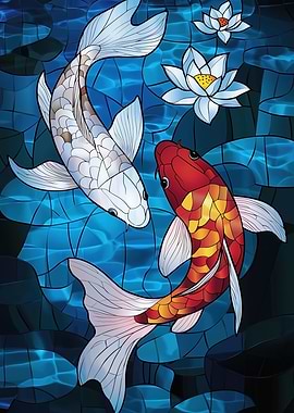 Koi Fish Stained Glass