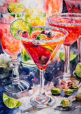 Watercolor Cocktail Art
