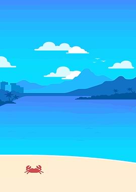 Beach Scene with Crab