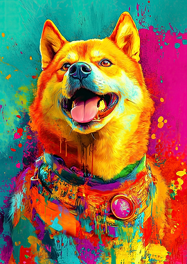 Colorful Shiba Inu Portrait