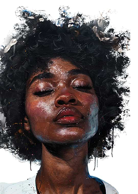 Woman with Afro and Closed Eyes