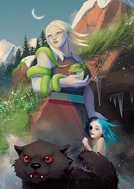 Angrboda, Fenrir, Jormungandr, and Hela