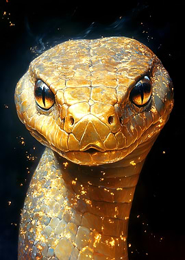 Golden Snake Portrait Animal