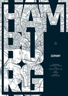 Hamburg City Map Art