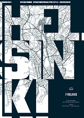 Helsinki Map Typography