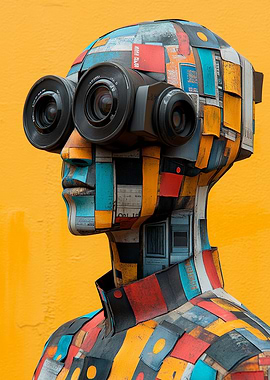 Collage Humanoid with Binoculars