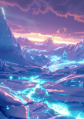 Cyberpunk Mountain Landscape