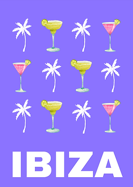 Ibiza Retro Art Decor Vacations Purple Lilac Modern Art Decor