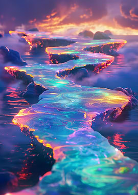 Glowing Pathway in the Clouds