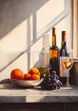 Still Life with Wine and Fruit