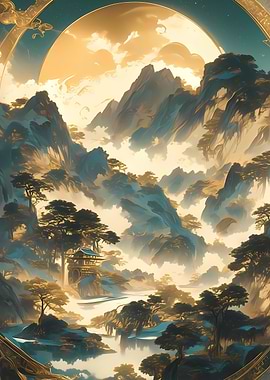 Golden Mountain Landscape