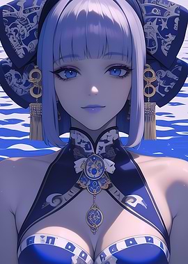 Anime Girl in Blue Dress