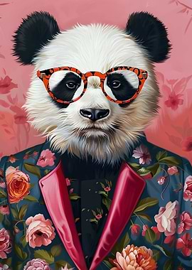 Panda in Floral Suit