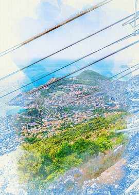 Aerial View of Coastal Town