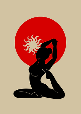 Yoga Silhouette with Sun