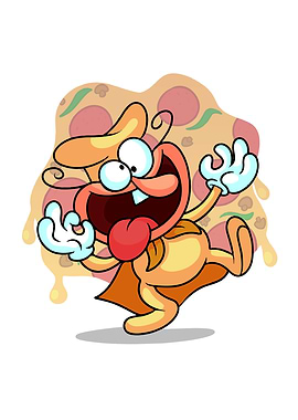 Pizza-Themed Cartoon Character