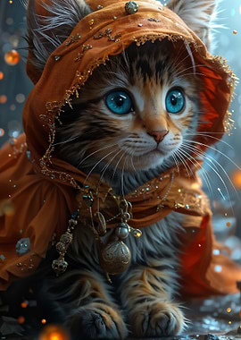 Mystical Kitten in Hood