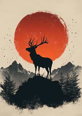 Silhouette Deer Sunset