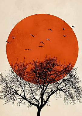 Silhouette Tree and Sun