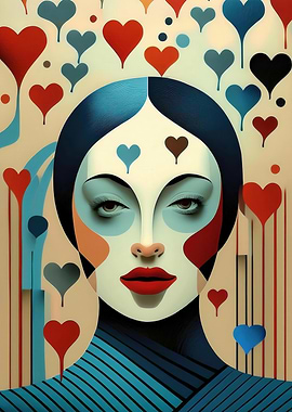 Abstract Portrait with Hearts