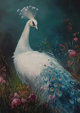 White Peacock Painting