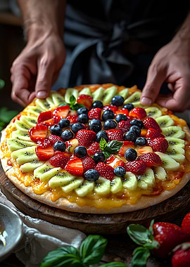 Fruit Pizza with Kiwi and Berries