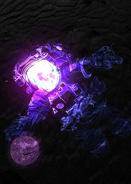 Astronaut with Glowing Moon