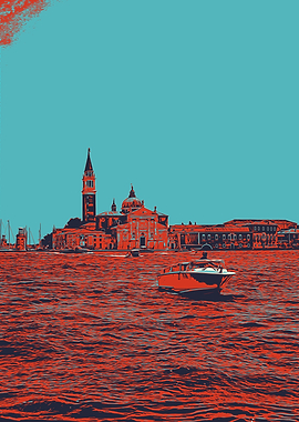Venice Skyline with Boat