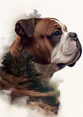 Dog and Forest Double Exposure