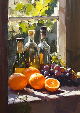 Still Life with Oranges and Wine