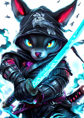 Cyberpunk Dachshund Dog Ninja