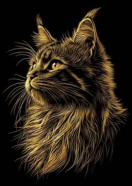Golden Maine Coon Cat Portrait